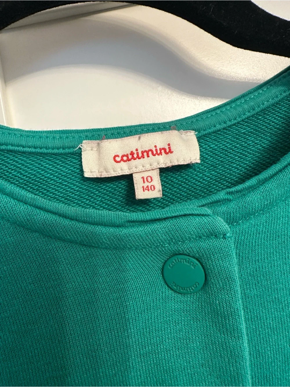 Catimini Teal Crewneck Cardigan with Rainbow Patch